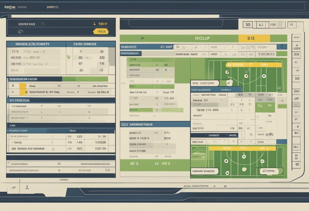 Boletim de apostas esportivas com “DC” em destaque, ao lado de uma partida de futebol. Probabilidades e resultados potenciais são exibidos na tela